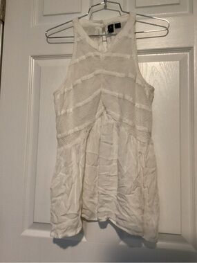 Volcom White Textured Knit & Mesh Detail Tank
